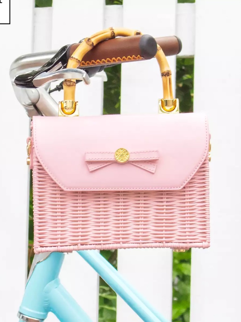 NWT Lilly Pulitzer Teighen bow wicker pink bag - Picture 7 of 11